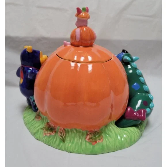 Vintage 1998 DISNEY STORE Halloween Cookie Jar Pooh Piglet Eeyore in Cos… - Picture 5 of 11
